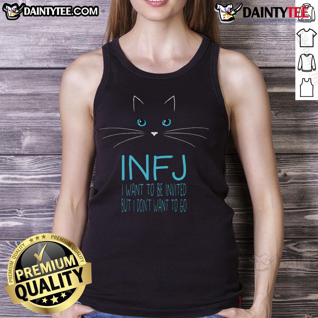 Funny INFJ cat lover humor tank top featuring a playful cat, perfect for introverts and cat ladies enjoying me time.