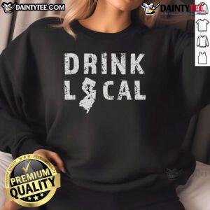Cozy sweatshirt featuring 'Good Drink Local' design, celebrating New Jersey craft beer and local breweries.