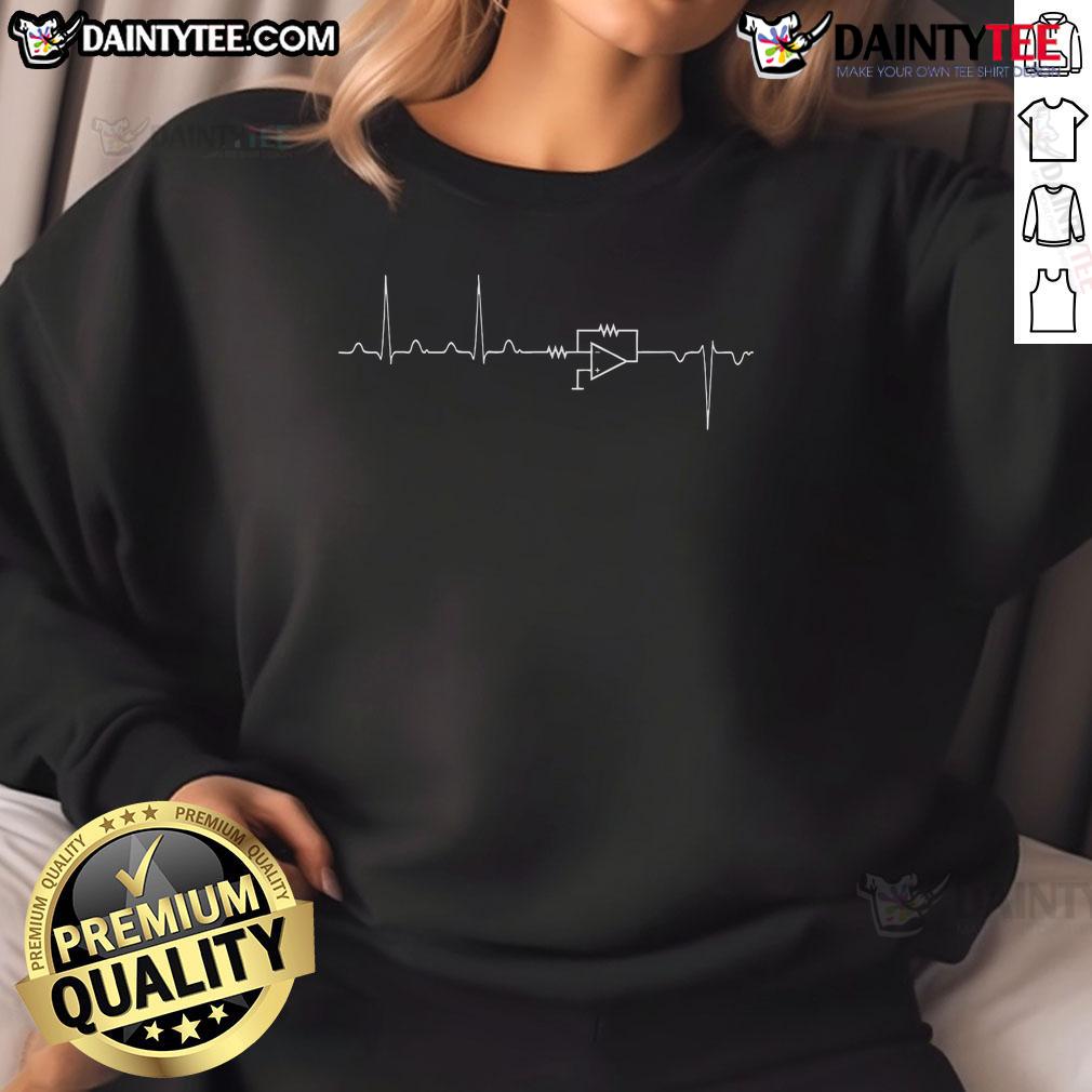 Good Electrical Engineering Heartbeat Inverter Sweatshirt design featuring a heartbeat line and inverter graphic for engineers.