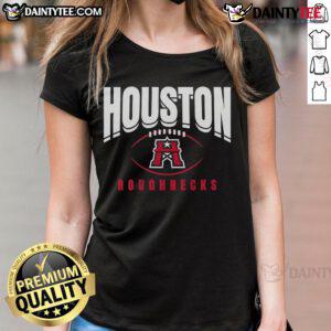 Alt Text: Good Houston Roughnecks football outline logo on a stylish ladies tee, perfect for fans and casual wear.
