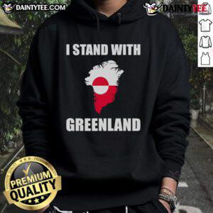 Good I Stand With Greenland Hoodie featuring bold text and a stylish design, perfect for climate activism supporters.