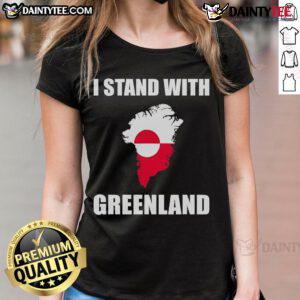 Good I Stand With Greenland Ladies Tee featuring bold graphic design, eco-friendly message, and comfortable fit for women.