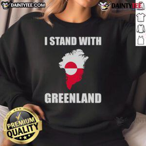 Good I Stand With Greenland Sweatshirt featuring a bold graphic design promoting climate action and sustainability.