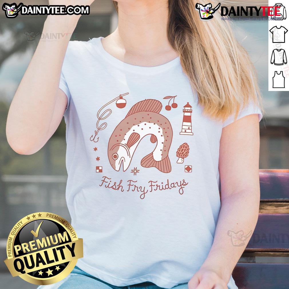 Good Jamie Green Fish Fry Fridays Ladies Tee featuring a stylish design for seafood lovers and casual outings.