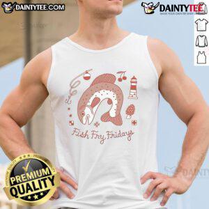 Good Jamie Green Fish Fry Fridays tank top featuring vibrant design, perfect for summer outings and casual dining.