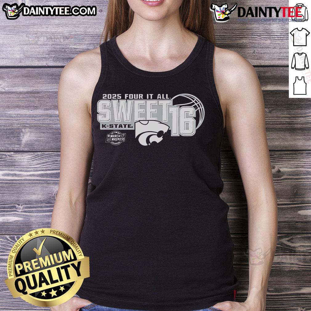 Good K-State Wildcats 2025 Sweet 16 Bound tank top featuring vibrant team colors and logo, perfect for fans.