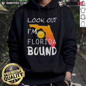 Good Look Out I'm Florida Bound Vacation Spring Break Hoodie, featuring vibrant colors and a beach-themed design.