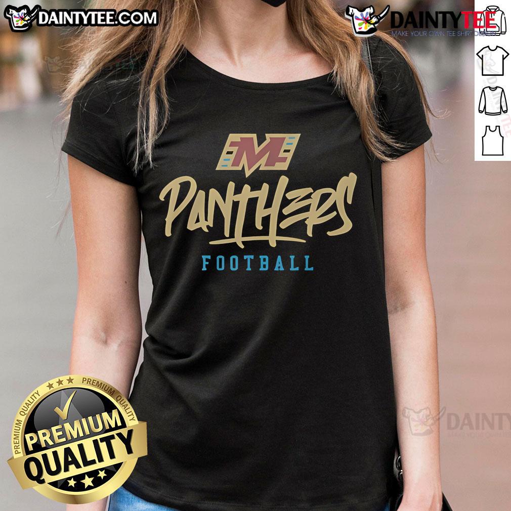 Alt Text: Stylized text design for Good Michigan Panthers ladies tee, featuring bold colors and trendy font.