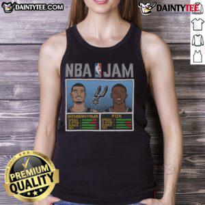 Good NBA Jam Spurs Wembanyama and Fox tank top featuring vibrant graphics for basketball fans and collectors.