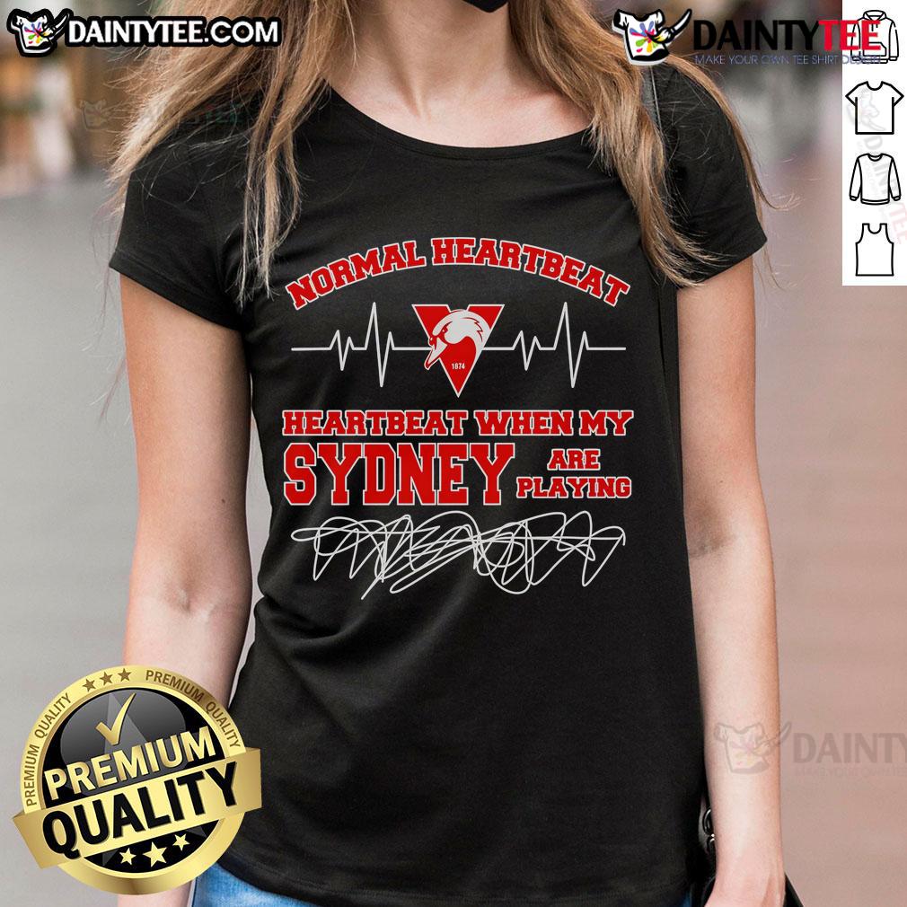 Good normal heartbeat graphic for Sydney ladies tee, showcasing a healthy heartbeat design in vibrant colors.