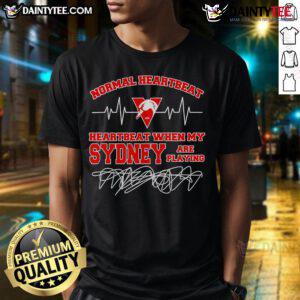 Good Normal Heartbeat t-shirt featuring a playful design of a heartbeat line with Sydney theme, perfect for fans.