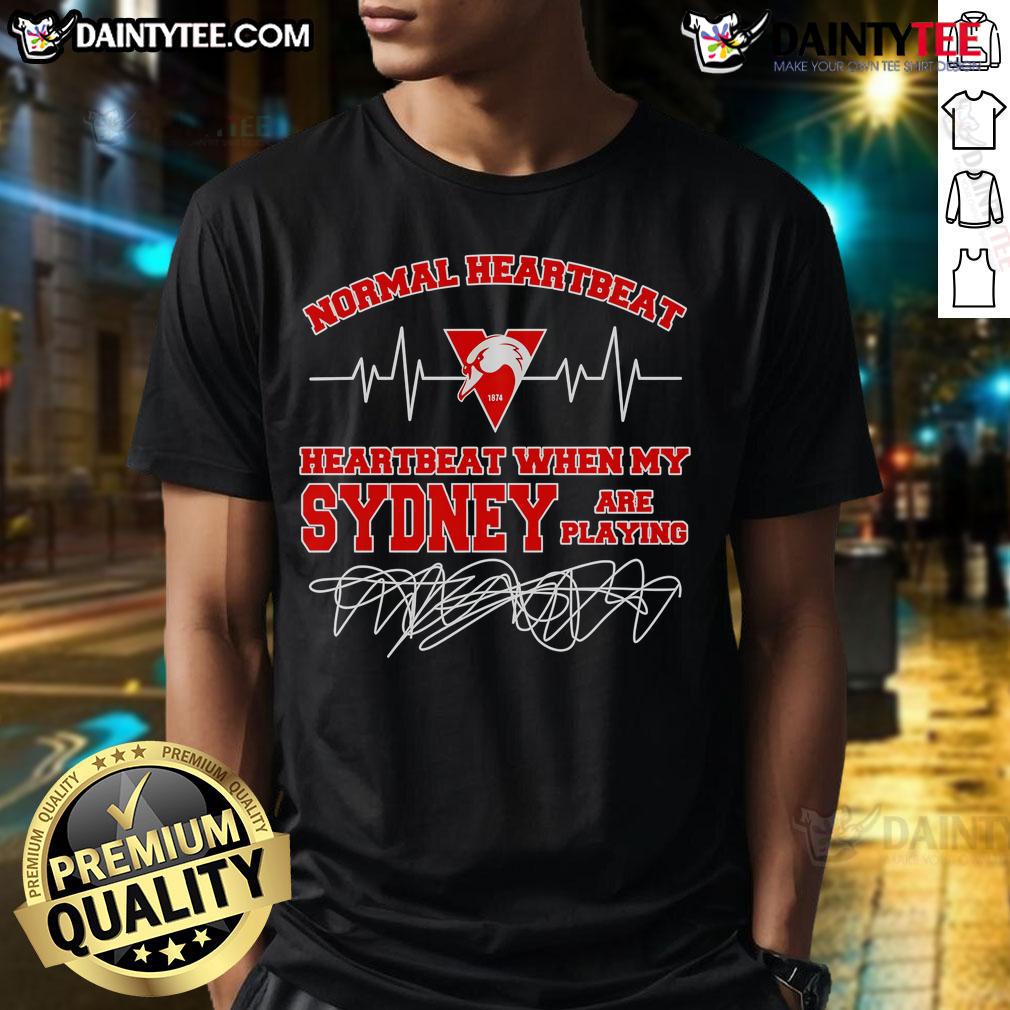 Good Normal Heartbeat t-shirt featuring a playful design of a heartbeat line with Sydney theme, perfect for fans.