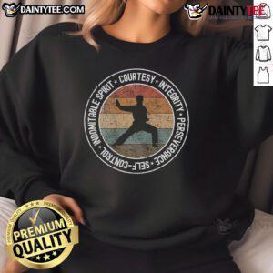 Good Taekwondo Karate sweatshirt featuring the 5 Tenets of Martial Arts, perfect for training and casual wear.