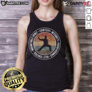 Good Taekwondo Karate tank top showcasing 5 tenets of martial arts, perfect for training and fitness enthusiasts.