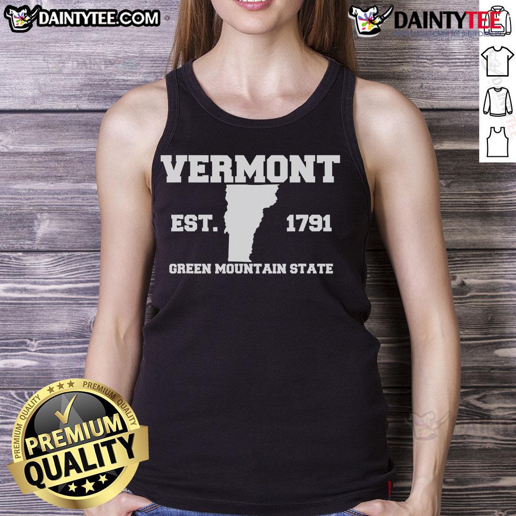 Good Vermont Souvenir Est 1791 Green Mountain Tank Top showcasing a stylish design for outdoor enthusiasts.
