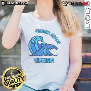 Alt Text: Good Virginia Beach Virginia Pocket Wave Ladies Tee featuring a stylish wave design, perfect for beach lovers.