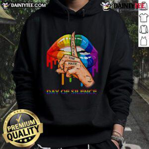 Alt Text: Hot LGBT Silence the Hate Day of Silence hoodie featuring vibrant colors and a bold message for LGBTQ+ awareness.