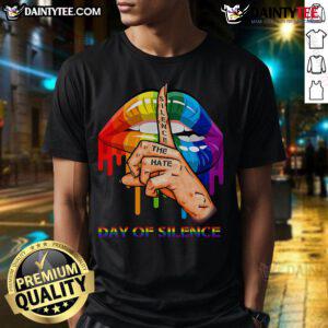 Hot LGBT Silence The Hate Day Of Silence T-Shirt featuring bold graphics promoting anti-bullying and LGBTQ+ awareness.