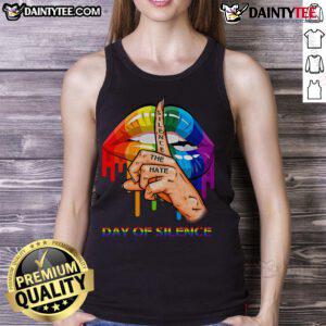 Hot LGBT Silence the Hate Day of Silence tank top featuring bold graphics promoting LGBTQ+ awareness and support.