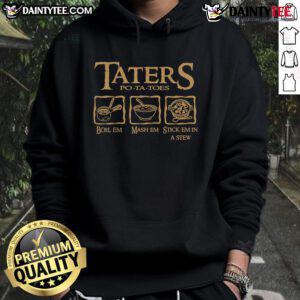 Hot Taters Po-Ta-Toes hoodie featuring a fun potato-themed design, perfect for food lovers and cozy comfort.