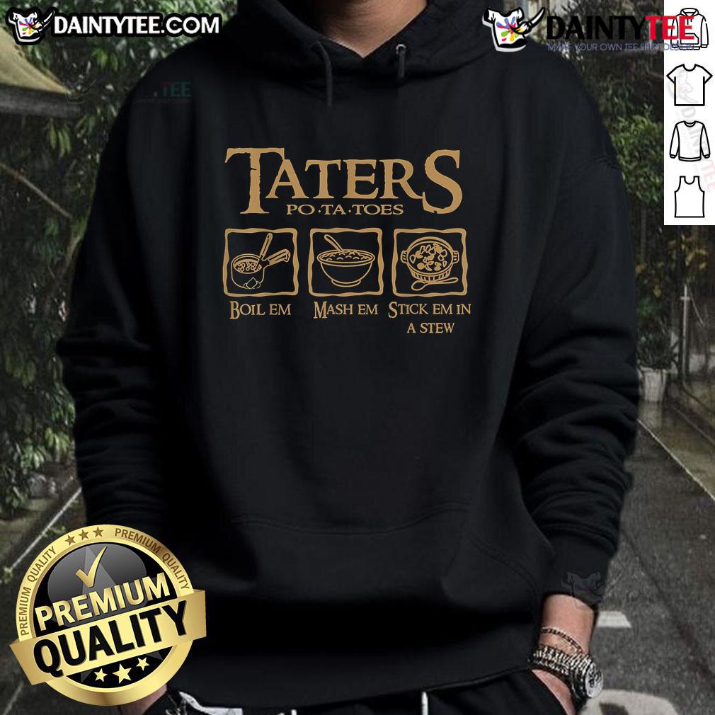 Hot Taters Po-Ta-Toes hoodie featuring a fun potato-themed design, perfect for food lovers and cozy comfort.