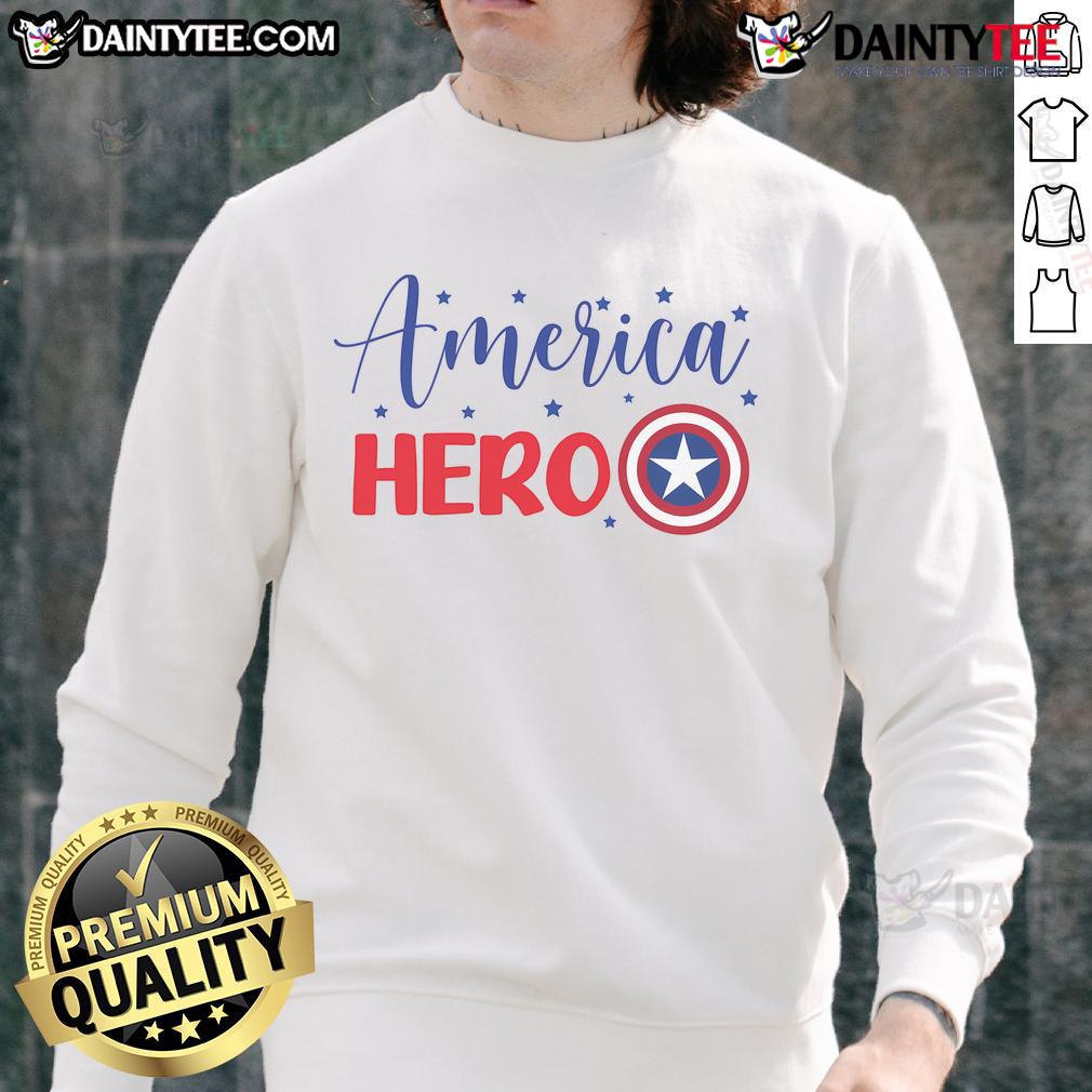 Nice America Hero Sweatshirt in navy blue, featuring a bold graphic design, perfect for casual wear.