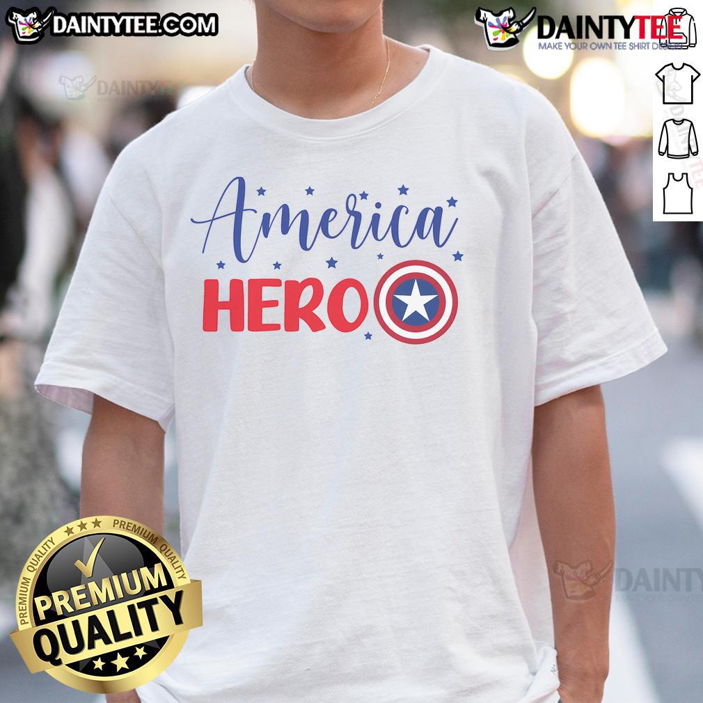 Nice America Hero T-Shirt featuring a patriotic design with vibrant colors and a bold American flag graphic.