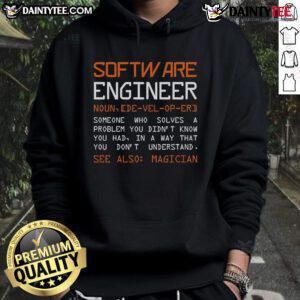 Official Software Engineer Defined Hoodie showcasing a stylish design for tech enthusiasts and programmers.