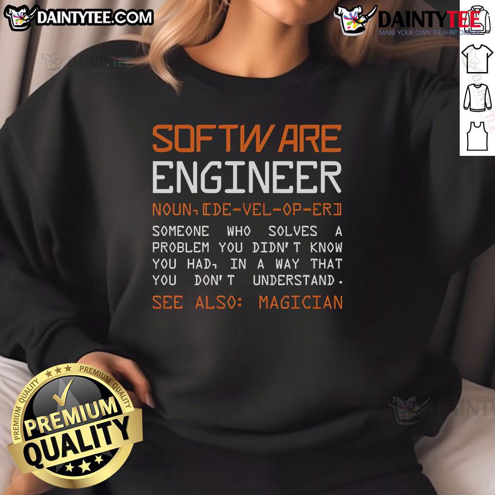 Alt Text: Official Software Engineer Defined Sweatshirt featuring a stylish design for tech enthusiasts and programmers.