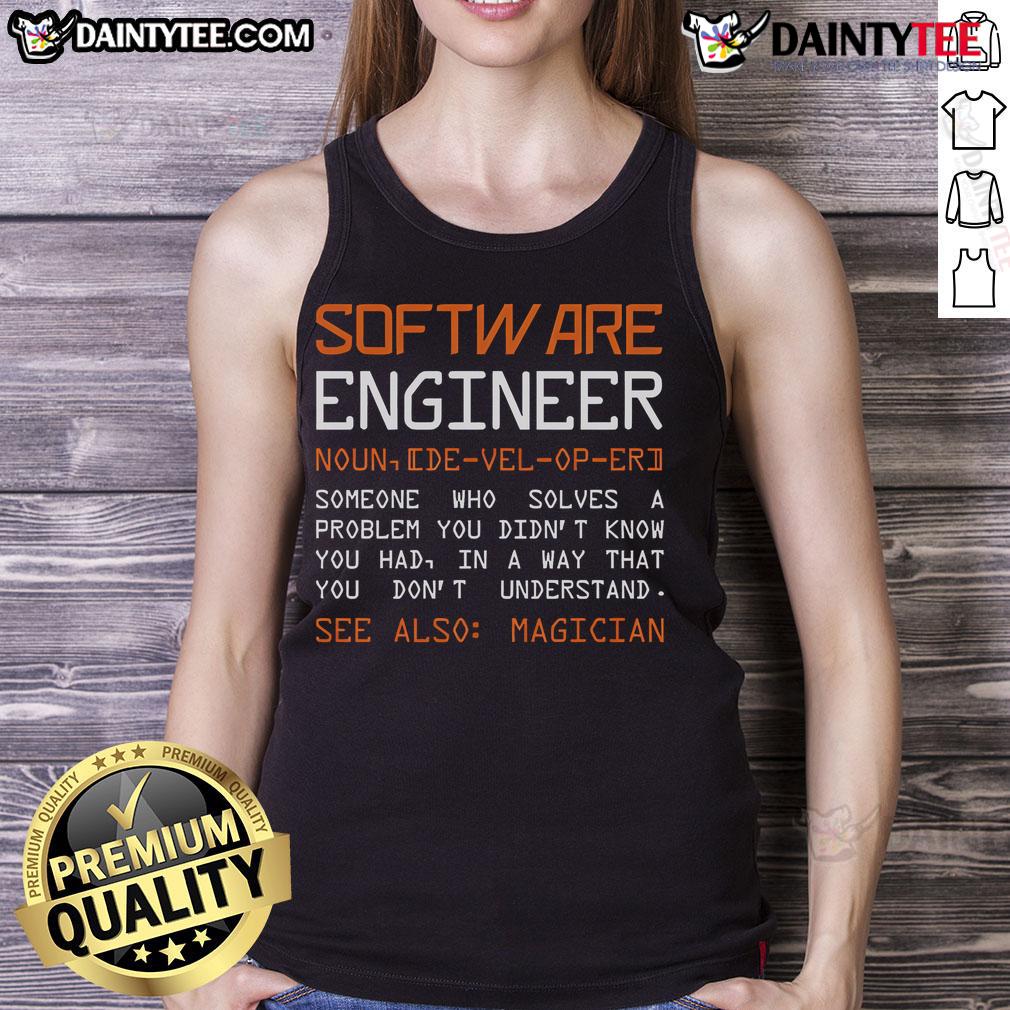 Official Software Engineer Defined Tank Top in black, featuring a creative design perfect for tech enthusiasts and casual wear.