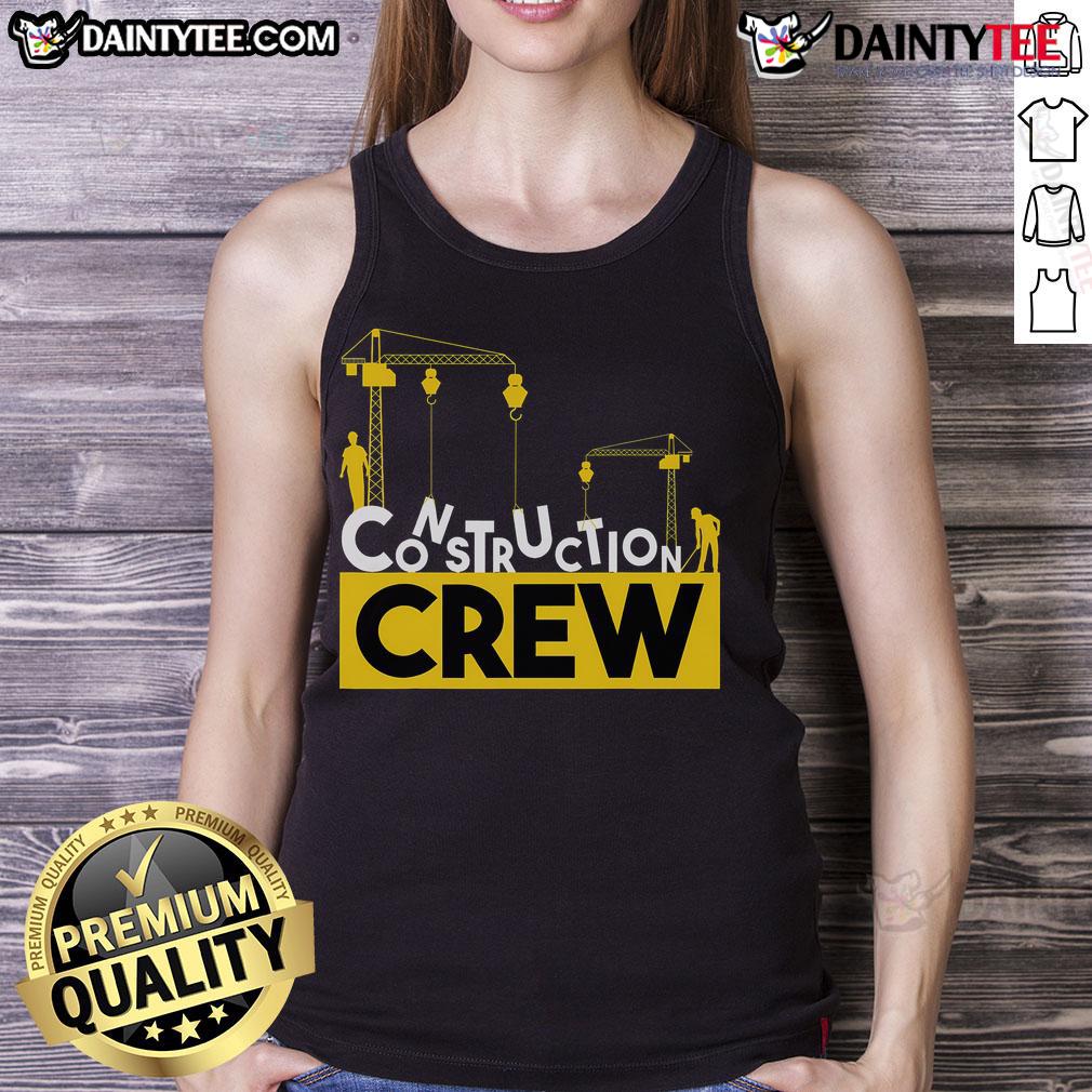 Awesome construction crew in matching family outfits and dad in tank top, showcasing teamwork and style.