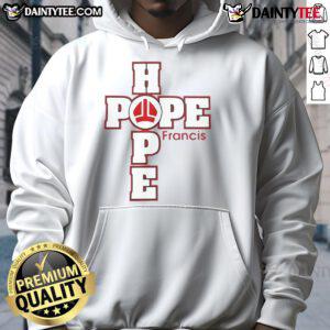 Cool Pope Francis Hope Hoodie featuring inspiring design and vibrant colors, perfect for fans of faith and fashion.