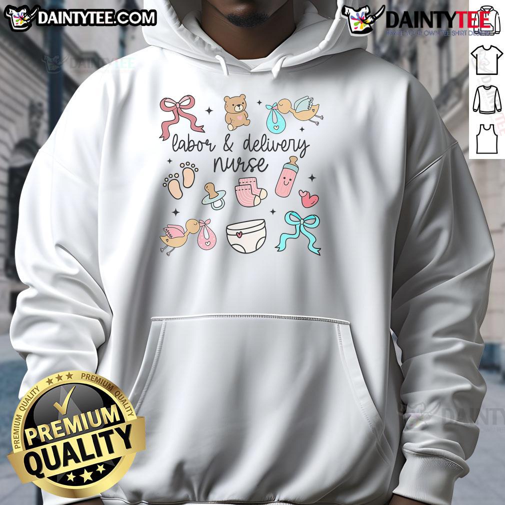 Alt Text: Cute labor and delivery nurse graduation hoodie celebrating LD nurse appreciation with vibrant colors and design.