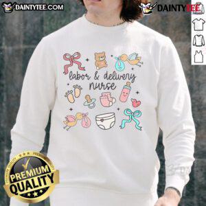 Cute labor and delivery nurse graduation sweatshirt celebrating LD nurse appreciation with a stylish design.