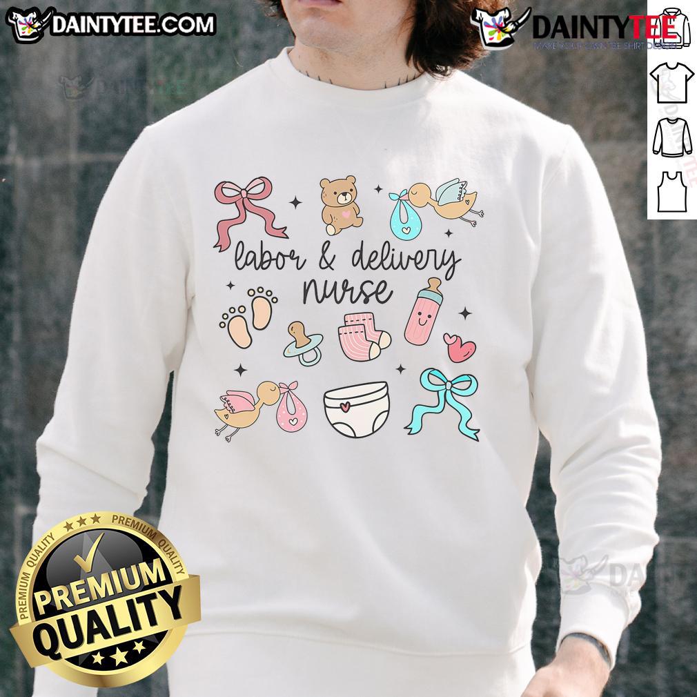 Cute labor and delivery nurse graduation sweatshirt celebrating LD nurse appreciation with a stylish design.