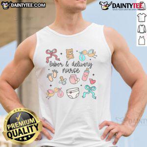 Adorable labor and delivery nurse wearing a graduation tank top, celebrating nurse appreciation in a joyful setting.