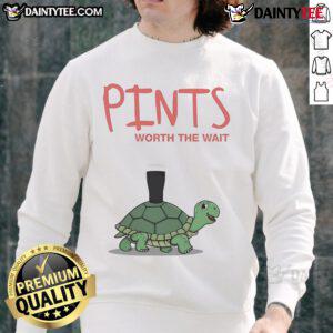 Alt Text: Cute Pints Worth The Wait turtle sweatshirt in vibrant colors, perfect for casual wear and turtle lovers.