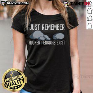 Funny hooker penguins graphic on a ladies tee for penguin lovers and marine biologists, showcasing playful penguin art.