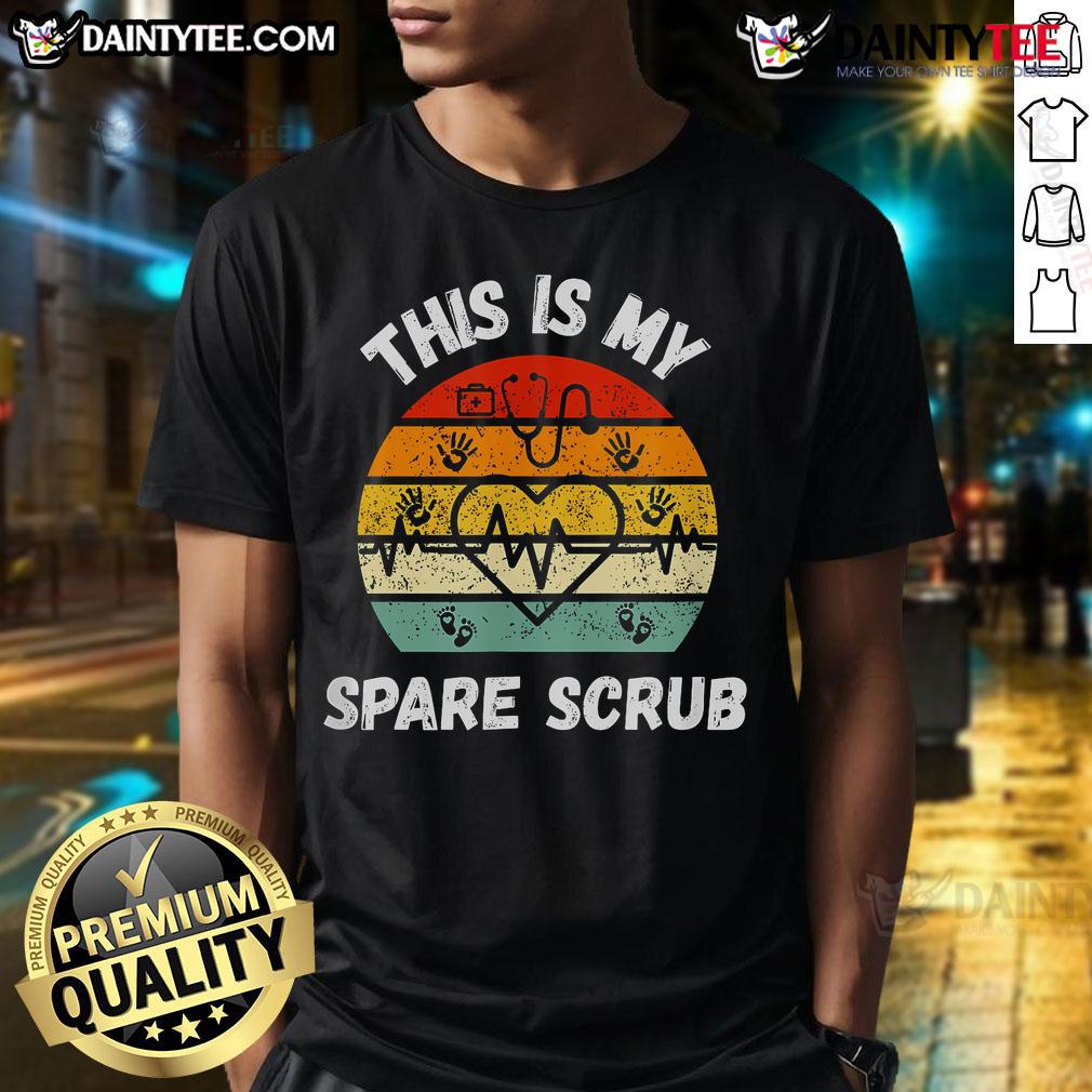 Funny My Spare Scrub T-shirt for healthcare workers, nurses, and CNAs showcasing humor in the medical profession.