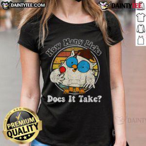 Funny owl graphic on a retro vintage ladies tee, asking How many licks does it take? Perfect for quirky fashion lovers.