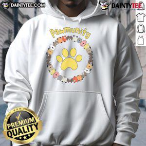 Alt Text: Funny Pawmunity Dog Lover Hoodie featuring playful dog graphics, perfect for dog enthusiasts and pet lovers.