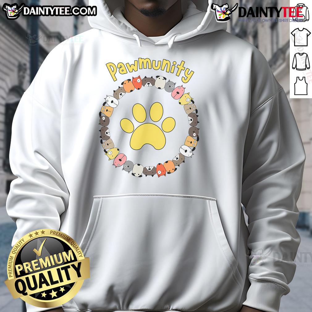 Alt Text: Funny Pawmunity Dog Lover Hoodie featuring playful dog graphics, perfect for dog enthusiasts and pet lovers.