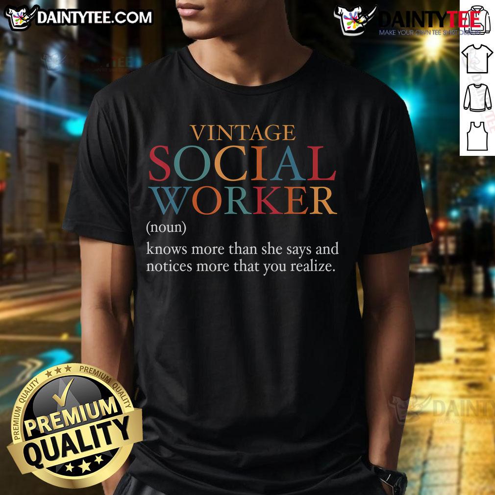 Funny Vintage Social Worker Definition T-Shirt showcasing a humorous take on social work with retro design elements.