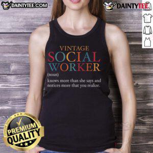Funny vintage social worker definition graphic on a tank top, perfect for social work enthusiasts and professionals.