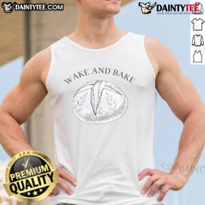 Funny wake and bake tank top featuring a playful baker rolling dough, perfect for baking enthusiasts and humor lovers.