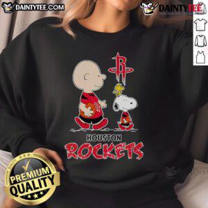Good Charlie Brown and Snoopy Houston Rockets sweatshirt featuring vibrant graphics and cozy design for fans.