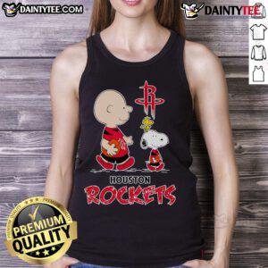 Good Charlie Brown and Snoopy Houston Rockets tank top featuring vibrant graphics and team colors for fans.