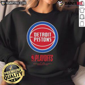 Detroit Pistons 2025 NBA Playoffs Alley Oop Sweatshirt featuring vibrant team colors and bold graphics.