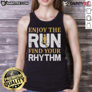 Runner wearing a tank top enjoying a jog, embracing the rhythm of running for a healthy lifestyle.