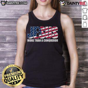 Good Jesus More Than A Conqueror Premium Tank Top showcasing vibrant design and uplifting message for faith-inspired fashion.